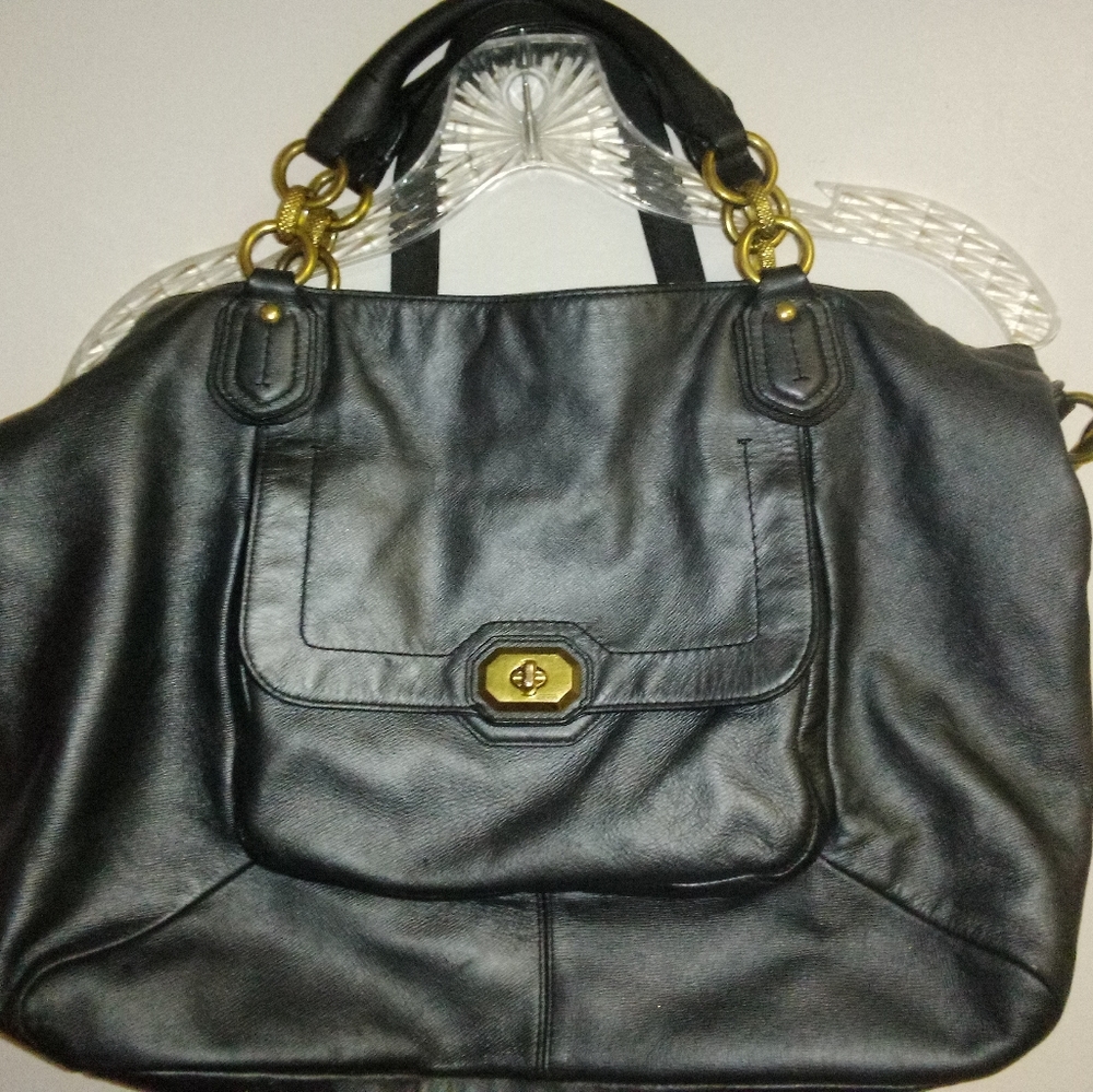 Gorgeous Coach Campbell Turnlock Leather Satchel.